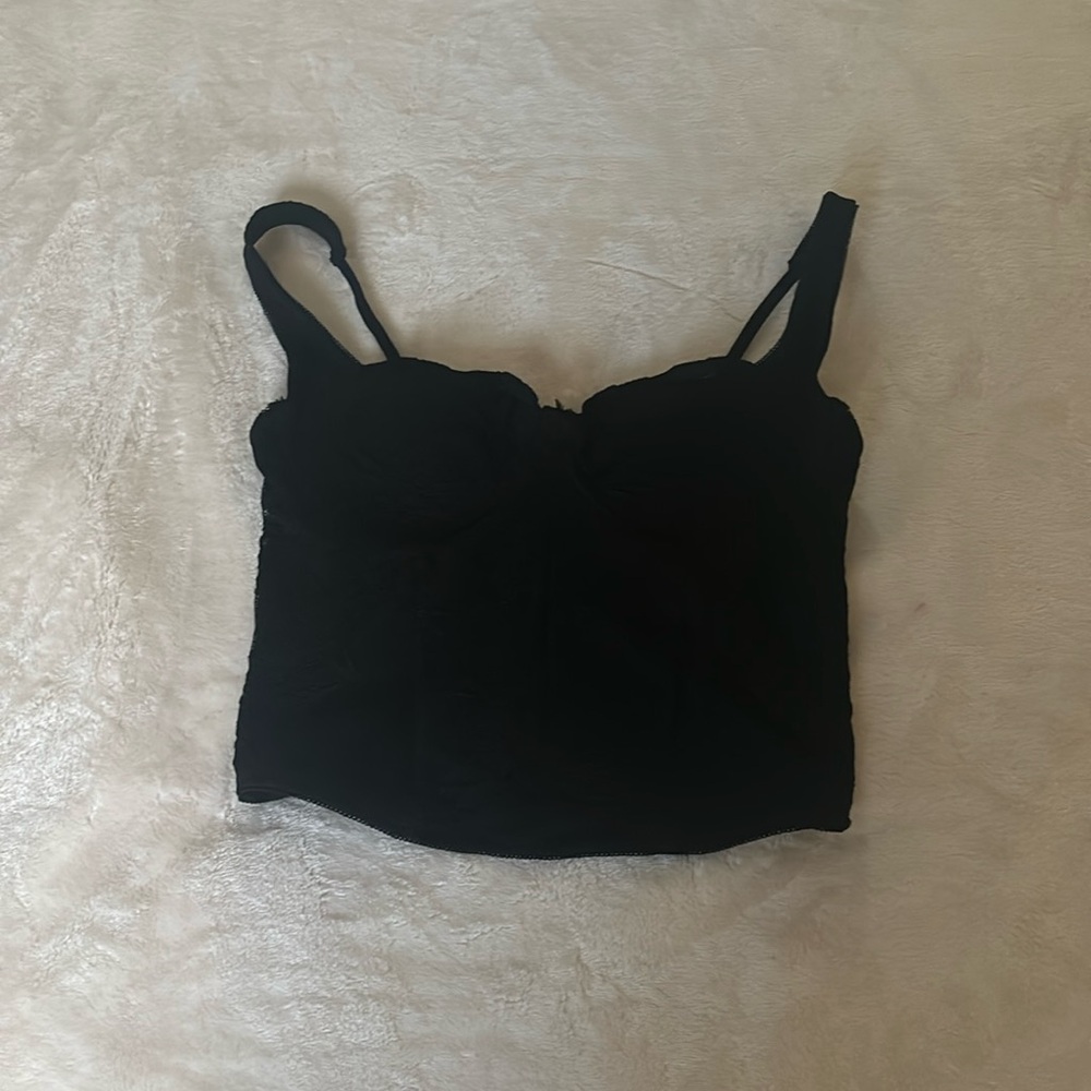 reoria m black crop corset